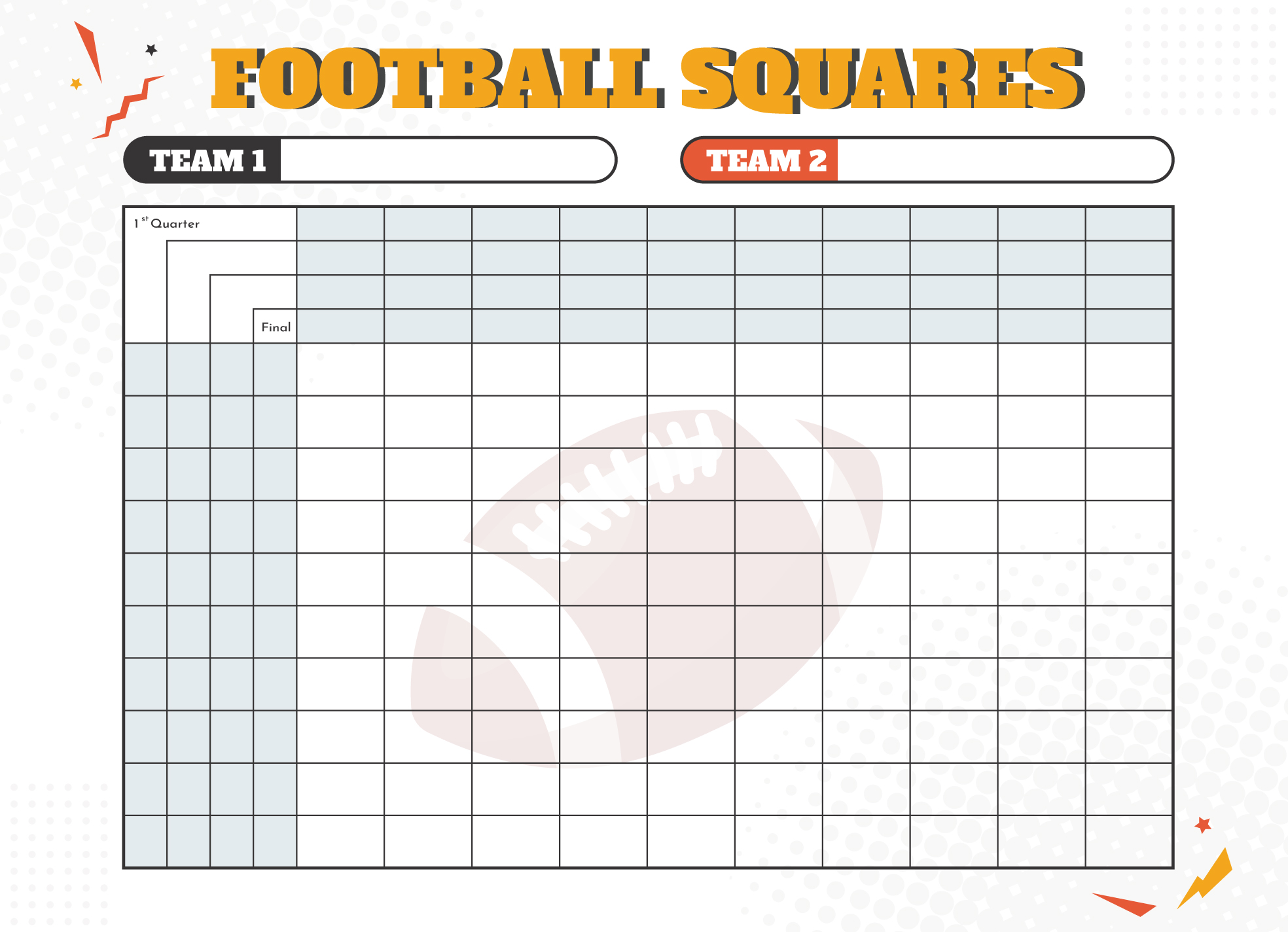 super bowl football squares free google docs template - gdoc.io